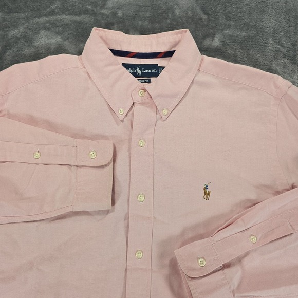 Ralph Lauren Oxford Button Shirt Mens XL Pink Classic Fit Flaesh Pony Preppy - Picture 1 of 10